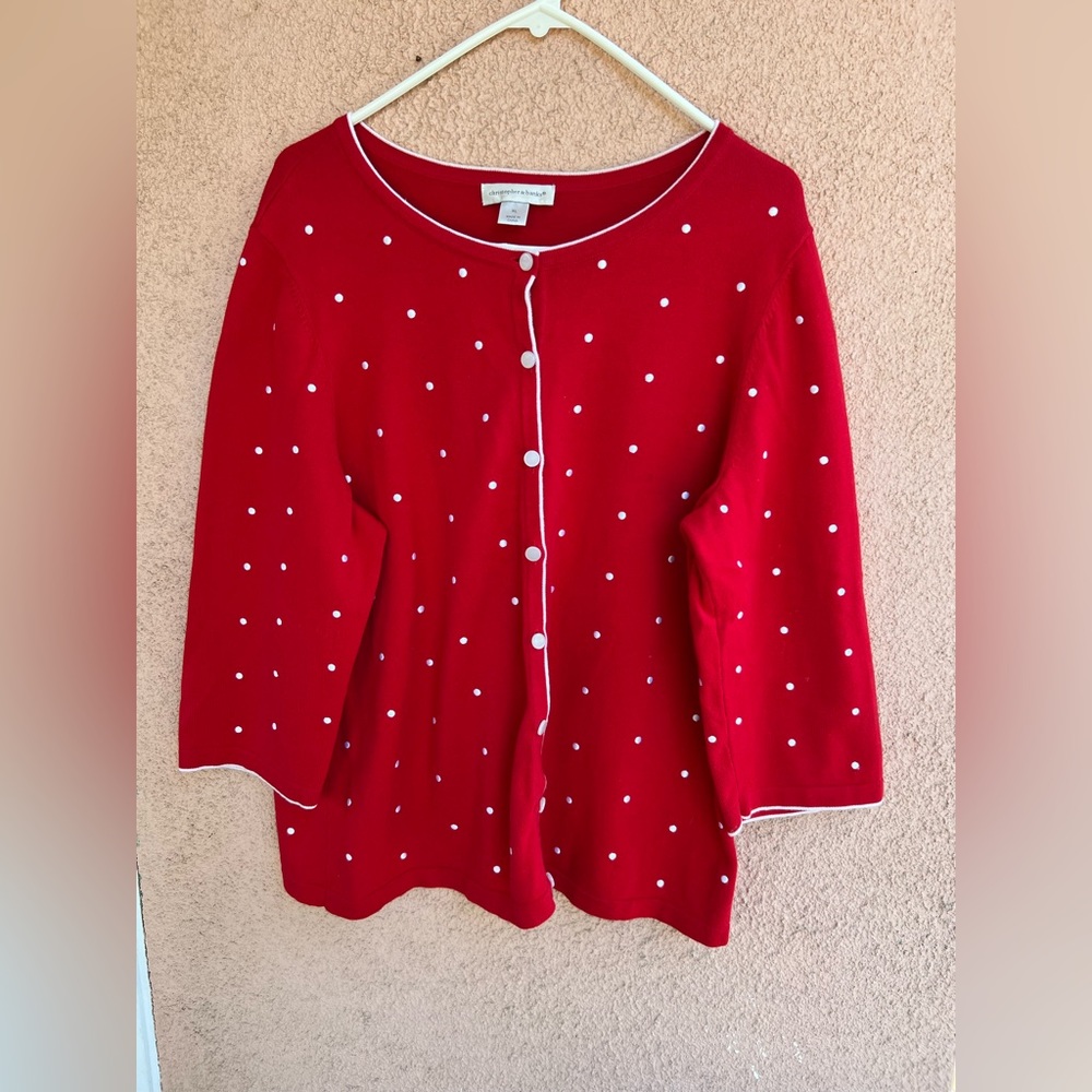 Christopher & Banks Women's Shirt Top, Size XL, Red/White
